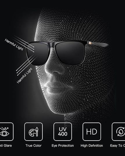ZENOTTIC Square Polarized Sunglasses for Men Ultralight Carbon Fiber Sun Glasses Driving Fishing Golf Sports UV400 Protection
