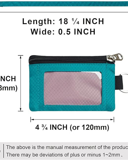 Minimalist RFID Blocking Small Wallet with ID Window,WaterResistant Zip Id Case Wallet with Lanyard Keychain for Cards,Cash,Travel,Women,Men