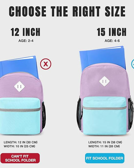 STEAMEDBUN Kids Backpack Girl 4-6, Girls Backpack for Elementary Kindergarten School -15inch