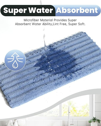 Kitchen Dish Cloths,Super Absorbent Coral Velvet Dish Towels,Quick Drying Kitchen Towels No Lint Dish Rags,Reusable Household Microfiber Cleaning Cloth,12X12 inches (12 Pack,Navy Blue Streak)
