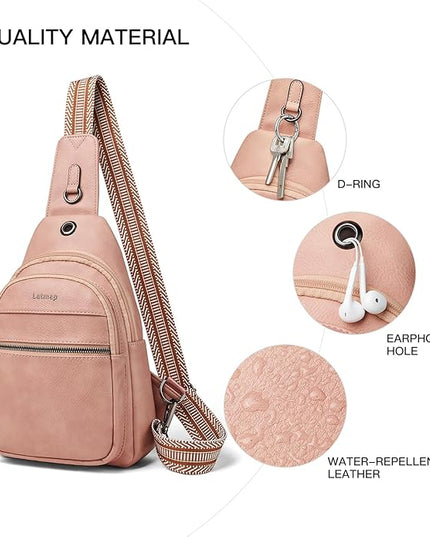 Sling Bag For Women Faux Leather Small Casual Daypack Backpack Fanny Pack Crossbody Chest Bags Purse