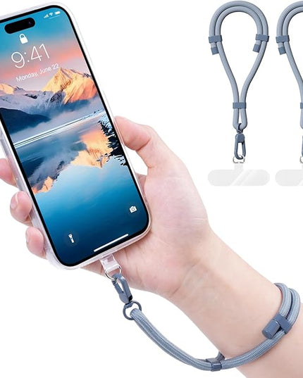 Phone Wrist Strap with 2 Phone Tether Tab, 2 Pack Adjustable Anti-Theft Cell Phone Lanyard for Travel & Outdoors
