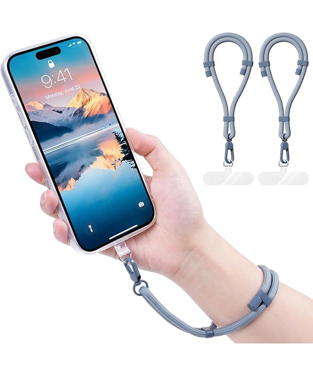 Phone Wrist Strap with 2 Phone Tether Tab, 2 Pack Adjustable Anti-Theft Cell Phone Lanyard for Travel & Outdoors