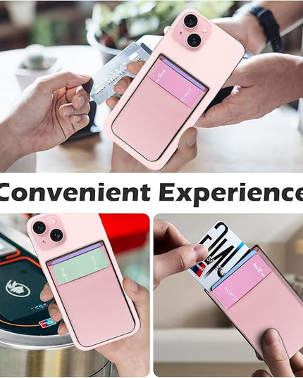 imluckies Magnetic Wallet for iPhone Magsafe, Double Stretchy Fabric Pocket Wallet, Magnet Credit ID Card Wallet Holder for iPhone 17 Pro Max / 17 Pro / 17/16 / 15/14 / 13/12 Series, Pink
