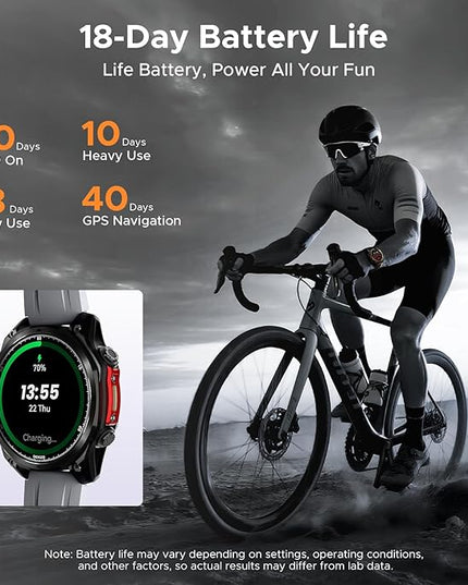 DOOGEE Anywise W1 Pro Mens Smart Watch, 5ATM Dual-Band GPS Offline Maps,1.43'' Fitness Smartwatches for Android Phone/iPhone Compatible,170+ Sports Modes, Answer/Make Calls/18 Days Battery/2 Strap