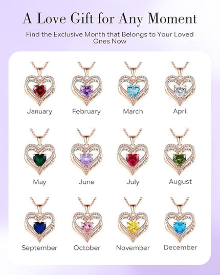 S925 Sterling Silver Necklace for Women, Wife Jewelry Rose Gold, Mom Birthday Valentines Mothers Day Gifts, Girlfriend Necklaces, Daughter Heart Jewel, Anniversary for Her