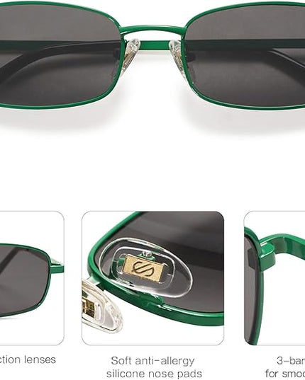 SOJOS Small Trendy Rectangle Sunglasses Womens Mens, Retro 80s 90s Y2k Chic Narrow Thin Skinny Sunnies SJ1187