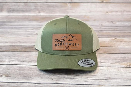 Pacific Northwest Baseball Snapback Trucker Hats with Leather Patch for Men and Women PNW Gifts Outdoor Camping Hiking Cap