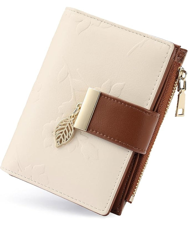 yiijay Small Wallet Women RFID Blocking Leather Bifold Wallet Credit Card Holder for Women Ladies Compact Wallet Mini Purse With Zipper Pocket