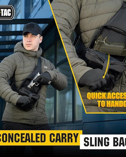 M-Tac CCW Sling Bag for Men & Women - EDC Shoulder Bag Tactical - Crossbody Concealed Carry Bag - Mens Chest Pack