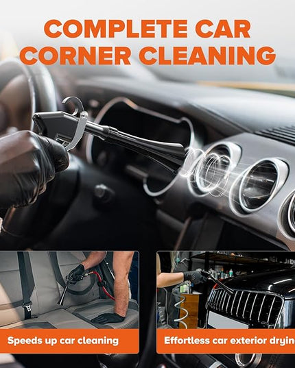 Tornado Car Cleaning Gun Interior Dryer Air Blow Gun, Automotive Tool Car Detailing Supplies High Pressure Air Gun, Car Detailing Cleaner Kit for Car Quickly Blasts Dirt and Dust Works with Air Silver