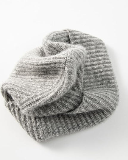 Villand 100% Cashmere Ribbed Cuffed Hat for Men, Ultra-Soft Men's Pure Cashmere Winter Ski Beanie