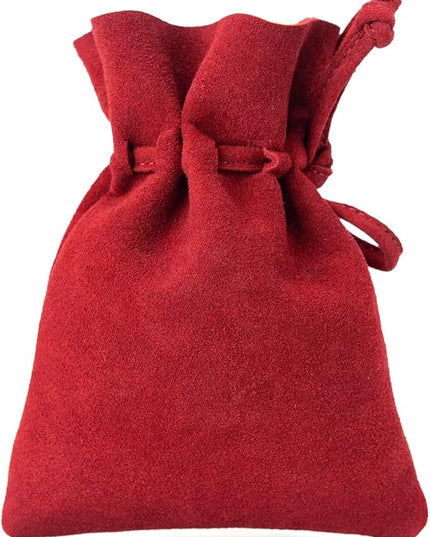 Medieval Drawstring Coin Pouch Bag, Leather Coin Pouch，Renaissance Drawstring Pouch Dice Bag, Small Coin Purse for Women/Men, Brown Swayze Suede Red