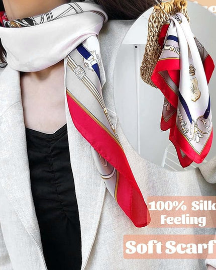kcctoo 27.5" Mulberry Silk Feeling Head Scarf Women's Fashion Square Neck Satin Scarfs for Bag Hair Scarves Gift