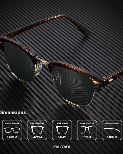 KALIYADI Polarized Sunglasses for Men and Women Semi-Rimless Frame Driving Sun glasses UV Blocking