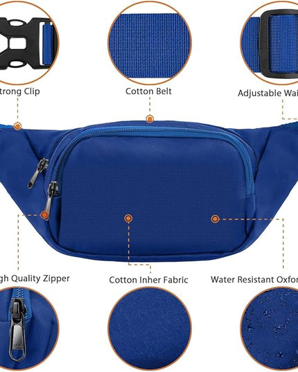 Large Fanny Pack for Women Men - Syican Waist bag with 3-Zipper Pockets, Gifts for Enjoy Sports Traveling Workout Casual Hands-Free crossbody bags Fits MAX 7.9'' iPad & 6.6'' Phone
