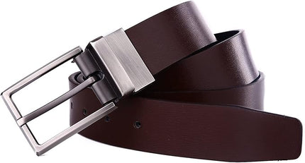 beltox fine Men's Dress Belt Leather Reversible 1.25" Wide Rotated Buckle Gift Box