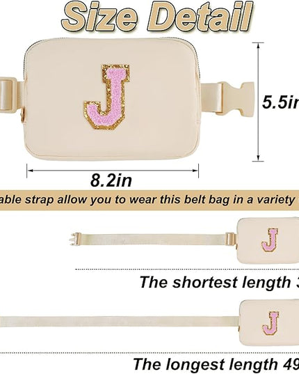 Uygafly Belt Bag Fanny Pack Crossbody Bags with Initials Letter Patch Cute Stuff Birthday Gifts for Teenager Girls Trendy Stuff for Teens | Khaki,J