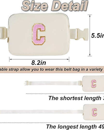 Uygafly Valentines Day Birthday Gift Idea - Preppy Crossbody Bag Fanny Pack for Her - Personalized Cute Trendy Stuff for Girlfriend Bridesmaid Wife Mom,Gifts for 5-16 Year Old Girls | Cream,C