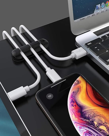 SOULWIT Cable Holder Clips, 3-Pack Cable Management Cord Organizer Clips Silicone Self Adhesive for Desktop USB Charging Cable Nightstand Power Cord Mouse Cable Wire PC Office Home