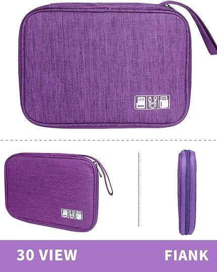 Electronics Travel Organizer,Portable Waterproof Electronic Travel Storage Bag for Small Charging Cord Storage,Charger,Small Electronics,SD Card etc,for Travel,Business -Purple