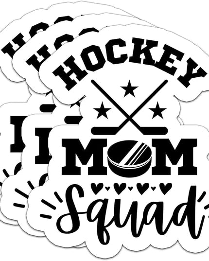 (3PCS) Hockey Mom Stickers – Hockey Mom Squad Vinyl Decals Waterproof for Laptop, Water Bottle, Tumbler, Phone – Hockey Gift for Moms, Mama, Mother – Size 3" x 2.7"