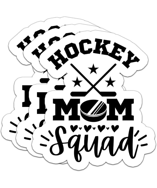 (3PCS) Hockey Mom Stickers – Hockey Mom Squad Vinyl Decals Waterproof for Laptop, Water Bottle, Tumbler, Phone – Hockey Gift for Moms, Mama, Mother – Size 3" x 2.7"