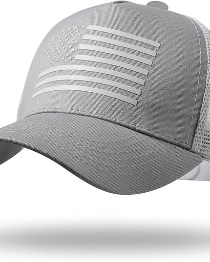 American Flag Trucker Hat - Snapback Hat, Baseball Cap for Men Women - Breathable Mesh Side, Adjustable Fit - for Casual Wear
