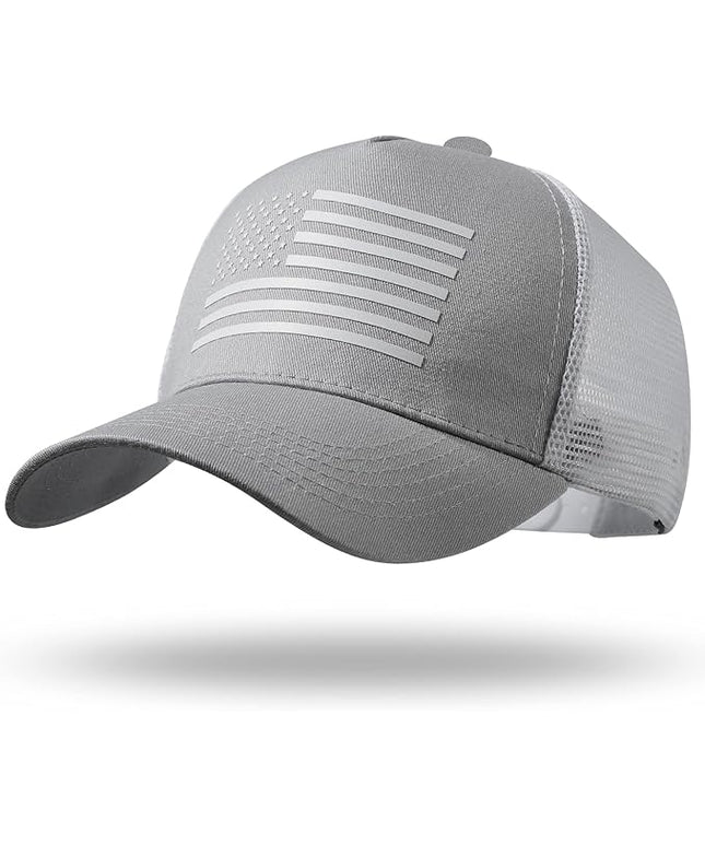 American Flag Trucker Hat - Snapback Hat, Baseball Cap for Men Women - Breathable Mesh Side, Adjustable Fit - for Casual Wear