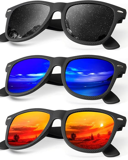 KALIYADI Polarized Sunglasses for Men and Women Matte Finish Sun glasses Color Mirror Lens UV Blocking (3 Pack)
