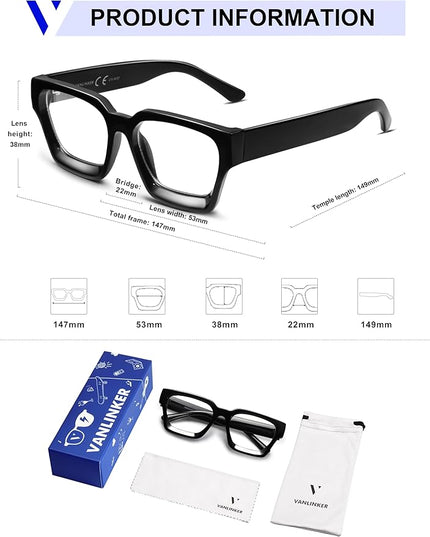 VANLINKER Thick Square Sunglasses for Men Women Retro Chunky Rectangle Shades UV400 Protection VL9731