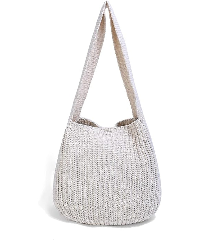 ENBEI Women's Crochet Tote Bag Knit Shoulder bag,Aesthetic Bag,Cute Eco-Friendly Tote for Travel,Daily Use,Gift Box Packaging