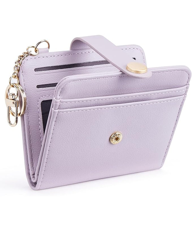 POIUGOYA Slim Wallet for Women,RFID Blocking Bifold Credit Card Holder with Zipper Coin Pocket,ID Window,Keychain