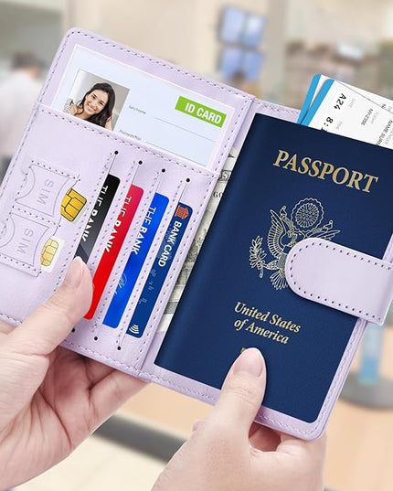 Herain Passport Holder for Travel Cruise Essentials, 2 Pcs Passport Cover Wallet Case Travel Gifts Women Men Family, RFID Passports Book Card Holders Travels Accessories Must Haves