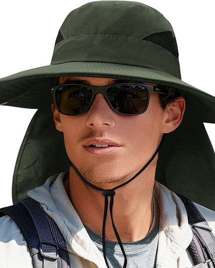 PFFY Sun Bucket Hats for Men Women 3” Wide Brim UPF 50+ Fishing & Beach Hat