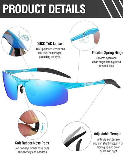 DUCO Mens Sports Polarized Sunglasses UV Protection Sunglasses for Men 8177s