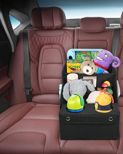 MULISOFT Car Seat Organizer- Backseat Car Organizer with 11 Storages Compartments and 2 Cup Holders, Organizers and Storage, Front Seat for Travel Kids,Black