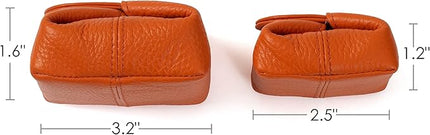 Cockatoo Genuine Leather Coin Pouch Change Holder, Mini Snap Pocket Wallet for Men Women (Aurora Red, Set of L&S)