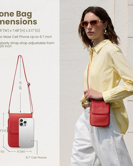 befen Genuine Leather Small Crossbody Bags for Women, Cell Phone Cross body Purse Bag with RFID Blocking Card Slots