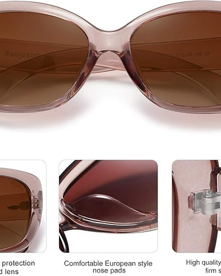 SOJOS Vintage Square Sunglasses for Women Polarized UV Protection Havana Frame SJ2111