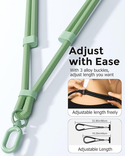 Phone Lanyard Crossbody with 2 TPU Phone Tabs, Adjustable Anti Theft Phone Strap Crossbody, Premium Metal Buckles, Skin-Friendly, Universal Cell Phone Neck lanyard for iPhone 17 Pro Max, Daily, Green