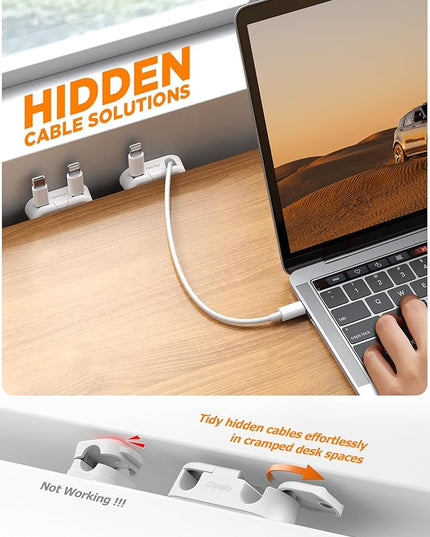 Magnetic Cable Clips - Chfeila 8Pack [Dual Slot] [360°Rotating & Twist-Lock] Cord Management, Adhesive Phone Charging Keeper, Wire Organizer Holder for Nightstand, Home Office Desk Accessories Decor