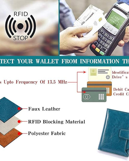 FALAN MULE Small Wallet for Women Leather Bifold Compact RFID Blocking Small Womens Wallet Purse