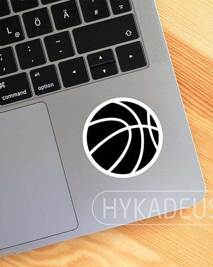(3Pcs) Black Basketball Stickers Waterproof Vinyl Basketball Ball Decals for Water Bottle, Tumbler, Phone Case, Poster Board, Laptop, Scrapbooking, Team Players, Coach, 3" x 3"
