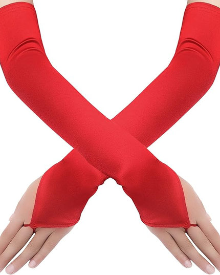 BABEYOND Long Opera Party 20s Satin Gloves Stretchy Adult Size Elbow Length
