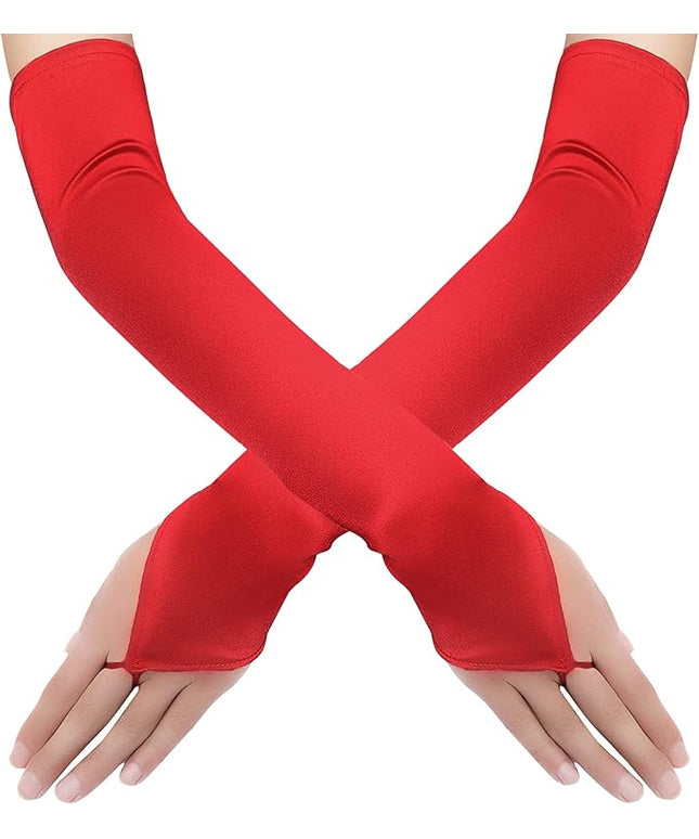 BABEYOND Long Opera Party 20s Satin Gloves Stretchy Adult Size Elbow Length