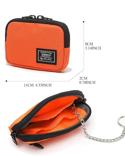 JEMINAL Lanyard Travel Little Coin Purse Pouch Fit for Men & Women & Boys & Girl: Change & Cards & Cash Dual Zip Travel Wallet with Keychain - Men's Detachable Nylon Essentials Change Pouch Purse