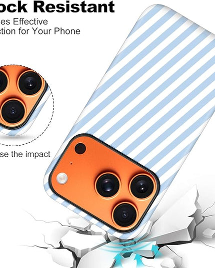 Magnetic for iPhone 17 Pro Max Case Cute Diagonal Stripes Phone Case, Shockproof Slim TPU and Hard PC Protective Phone Cover Compatible with MagSafe Designed for Women Girls,Blue
