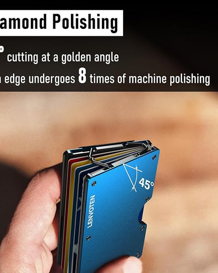 Lenvoten Extra Durable Hinged Minimalist Wallet for Men | Slim Metal RFID Blocking Wallet | Credit Card Holder & Money Clip Holds 20 Cards | Premium Scratch-Resistant Finish | Ideal Gift for Men