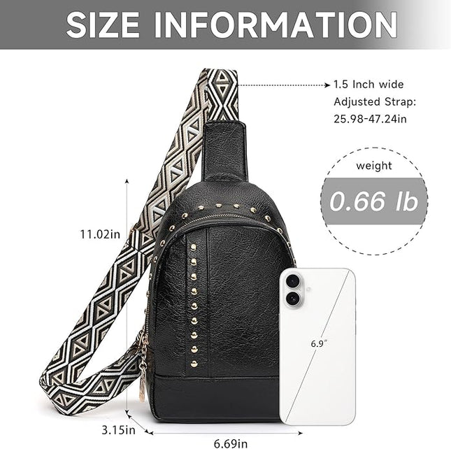 FALAN MULE Crossbody Bags for Women Trendy Leather Sling Chest Bag Fanny Packs for Women